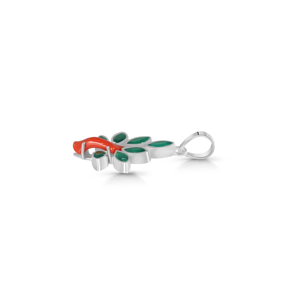 Red Coral / Green Onyx Pendant-(COR-P-79)